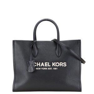 Michael Kors logo tote bag/shoulder bag, 2-way, black leather, women's.